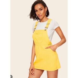 BDG Urban Outfitters Utility Overall Skirt Large Yellow Canvas Country Outdoor